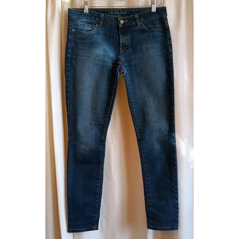 Michael Kors Women's Size 6 Dark Wash Mid Rise 5 Pocket Skinny Jeans‎